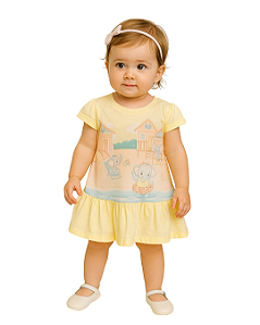Vestido Bebê Feminino Malha Estampado com Strass 11407