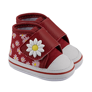 Tênis Bebê Feminino Lona Margaridas com Velcro KetoBaby 3376