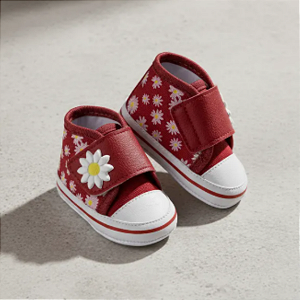 Tênis Bebê Feminino Lona Margaridas com Velcro KetoBaby 3376