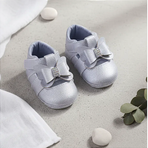 Sapatilha Bebê Feminina Prata com Laço Keto Baby 1242