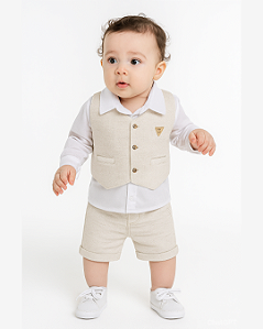 Conjunto Bebê Batizado Linho - 3 peças - Paraiso 16982