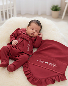 Saída Maternidade Bebê Feminina Macacão e Manta Paraiso 18607