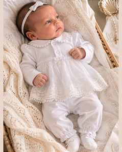 Conjunto Bebê Feminino Batizado Paraíso 18627