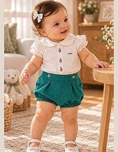 Conjunto Bebê Feminino Curto Body e Shorts Paraíso 18650