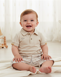 Conjunto Bebê Masculino Camiseta Polo e Shorts Paraíso 18702