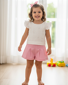Conjunto Bebê Feminino Blusa e Shorts Saia Paraíso 19004