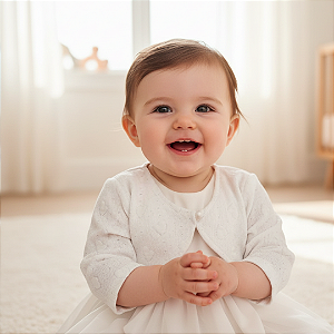 Bolero Bebê Feminino Texturizado com Corações e Pérola 00