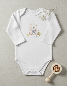 Body Bebê Manga Longa com QR Code "Papai, ....." Letut 18307