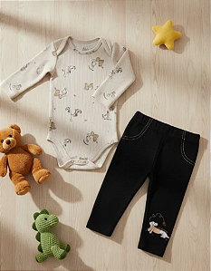 Conjunto Bebê Masculino Longo Body e Calça Letut 18195
