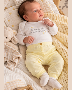Conjunto Bebê Longo Body e Calça Letut Frases Bordadas 18212