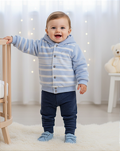 Conjunto Bebe Masculino Blusa Pelo Capuz Calça Paraíso 14638