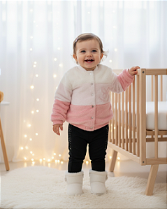 Conjunto Bebê Feminino Casaco em Pelo e Calça Paraíso 14799