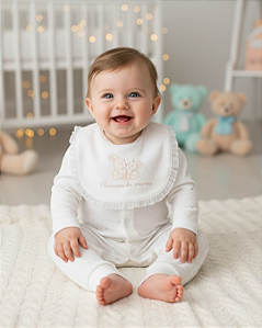 Macacão Bebê Feminino Longo Babador Removível Letut 18167