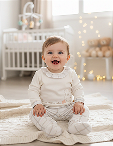 Conjunto Bebê Feminino Longo Blusa Calça Letut "Primeiro Letut" 18202