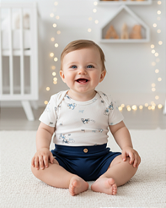 Conjunto Bebê Masculino Curto de Body e Shorts Letut 18221
