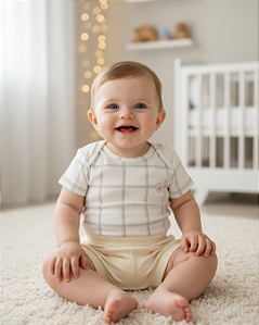 Conjunto Bebê Masculino Curto de Body e Shorts Letut 18243