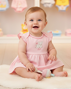 Macacão Bebê Feminino Curto com Babado e Shorts Letut 18254