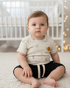 Conjunto Bebê Masculino Curto Camiseta e Shorts Letut 18301