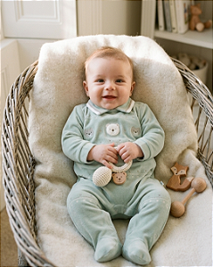 Macacão Bebê Masculino Plush com Bordado Lúdico Paraíso 19097