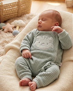 Macacão Bebê Unissex em Plush Quadriculado Paraíso 19085