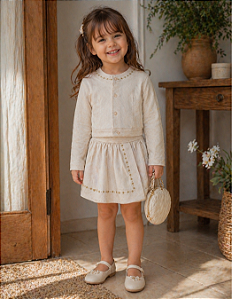 Conjunto Bebê Feminino Jaqueta e Shorts Saia Paraiso 19191