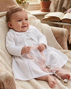 Vestido Bebê Batizado com Bolero e Rendas Paraiso 19261