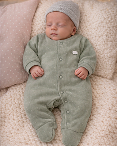 Macacão Bebê Plush Textura Poá para Prematuros Letut 19643