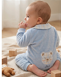 Macacão Bebê Masculino Pelo Gola Bordado Bumbum Letut 19688