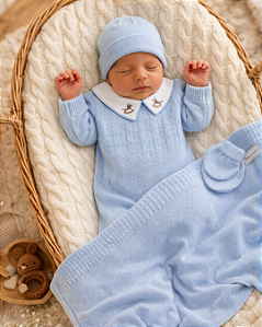 Saída Maternidade Masculina Trico 5Pçs Bebê Tricot MM204