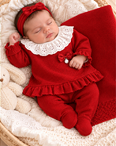 Saída de Maternidade Feminina Tricô 5Pçs Bebê Tricô MM207