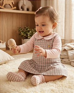 Conjunto Bebê Vestido Malha Jacquard e Body PullaBulla 55118