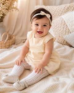 Meia-Calça Bebê com Textura Folha Fio 70 Pimpolho 300706 715