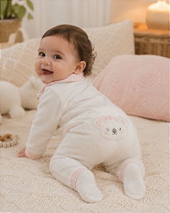 Macacão Bebê Feminino Pelo com Bordado no Bumbum Letut 19687