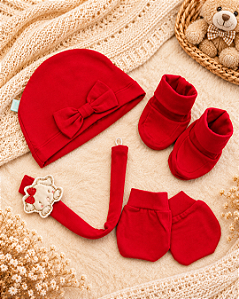 Kit Bebê Touca Sapatinho Luvinha e Prend Chupeta Letut 12810