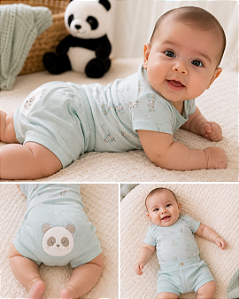 Conjunto Bebê Menino Body e Shorts Bichinhos Letut LT19732