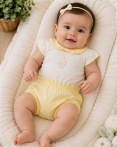Conjunto Bebê Menina Body Gola e Shorts Letut LT19783
