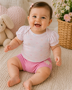 Conjunto Bebê Menina Body e Shorts Ursinho Letut LT19787
