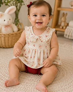 Conjunto Bebê Menina Blusa Laço e Shortinho Letut LT19803