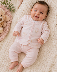Kit Bebê 3 Peças Body Regata Casaco e Calça Letut LT19827