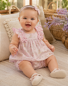 Vestido Bebê com Short Tapa-Fralda Letut LT19797