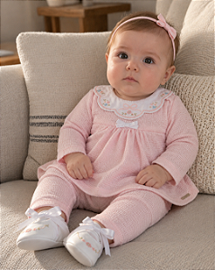 Conjunto Bebê Feminino 3 Peças Rosa Paraíso 20035