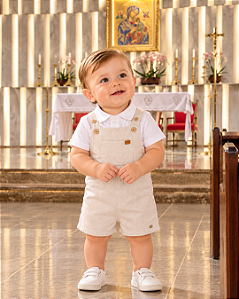 Conjunto Bebê Masculino Batizado Jardineira Paraíso 19952