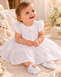 Vestido Bebê Branco Batizado Paraíso 20094