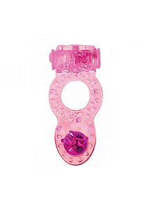 Anel Peniano Vibratório com Cerdas Massageadoras e Pérola Estimulante Anal - Vibe - Rosa