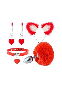 Kit Fantasia Coelha com Tiara, Gargantilha e Grampos