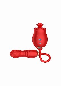Rose Kiss – Vibrador Duplo 10 Modos de Vibração Recarregável Formato Rosa