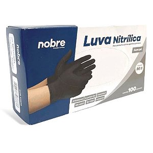 Luva Nitrilica Preta M nobre c/100