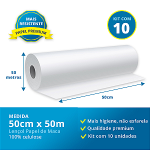 Lençol Descartável De Papel 100% Celulose Virgem 50x50 C/10