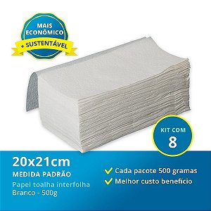 Papel Toalha Interfolha Branco Promo 8pct
