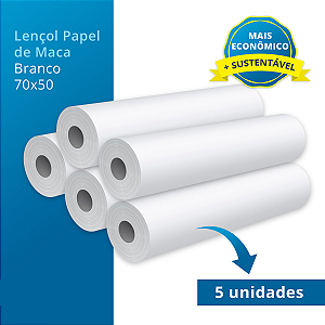 Lençol Descartável Papel Maca Hospitalar Branco 70x50 C/5